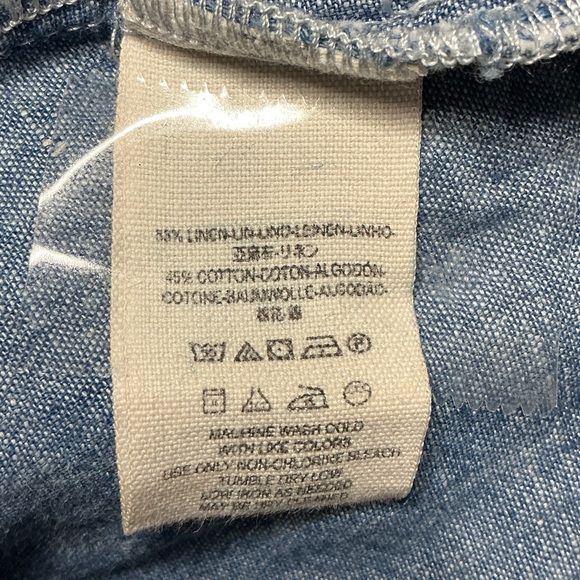 Free People Done Up In Denim Chambray Linen Blend Shirt Dress - Picture 10 of 10